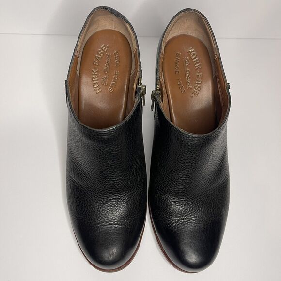 Kork-Ease Holmes Women Sz 8 Black Leather Zip Wedge Ankle Booties Shoes Comfort - Picture 3 of 9